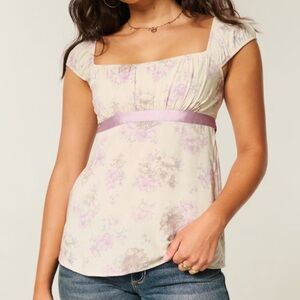Hollister Easy Satin Tie Babydoll Top